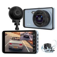 Dual Dash Cam, Car Dashcam Front and Rear View Camera 1296P HD 4 Inch IPS Touch Screen with Night Vision Support 64GB Memory Card