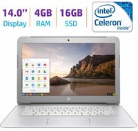 Newest HP 14-inch Chromebook HD SVA (1366 x 768) Display, Intel Dual Core Celeron N2840 2.16GHz, 4GB DD3L RAM, 16GB eMMc Hard Drive, Bluetooth, HDMI, Stereo Speakers, HD Webcam, Google Chrome OS