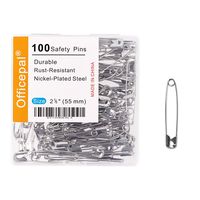 Officepal 100-Piece Safety Pins, Size 4, 2.17" / 55mm - Durable, Rust-Resistant Nickel Plated Steel Set- Best Sewing Accessories Kit for Baby Clothing, Crafts & Arts