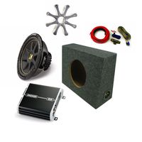 Kicker 12" Comp Sub DXA2501 Amp with Grill,Amp Kit, Truck Enclosure Bundle