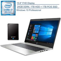 2019 HP ProBook 450 G6 15.6" FHD Business Laptop Computer, 8th Gen Intel Quad-Core i7-8565U up to 4.6GHz, 24GB DDR4, 1TB HDD + 1TB PCIe SSD, Windows 10 Professional + EST 500GB External Hard Drive