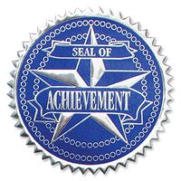 Embossed Achievement 2-Color Foil Certificate Seals, 102 Pack (Blue/Silver)