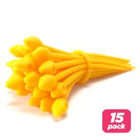 Reusable Silicone Cable Twist Ties Organizer Perfect for Cord Management, Electronics Wire Strips, Kitchen, Garden Rubber Wraps and Gear Zip Tie Straps (7 inches, Non-Velcro), 15-Pack, Yellow