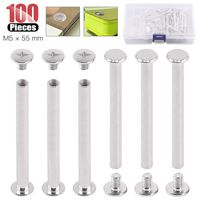 Hilitchi 50 Sets M5 x 5/10 / 15/25 / 35/45 Phillips Chicago Screw Posts Binding Screws Assortment Kit for Scrapbook Photo Albums Binding, Leather Repair (M5 x 55mm-50Sets)