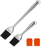 Rwm Basting Brush - Grilling BBQ Baking, Pastry, and Oil Stainless Steel Brushes with Back up Silicone Brush Heads(Orange) for Kitchen Cooking & Marinating, Dishwasher Safe