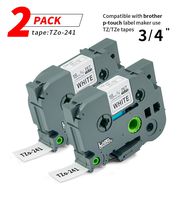 Label Orison 2PK Compatible with Brother P-touch Label Maker Tape TZ TZe-241 Standard Laminated 18mm Black on White TZ-241 TZ241 1 Ptouch Cartridge 3/4" (0.70") x26.2 ft.(8m)