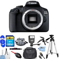 Canon EOS 2000D/Rebel T7 DSLR Camera (Body Only) Pro Bundle with 32GB SD, Flash, Tripods, Gadget Bag, HDMI Cable and More [International Version]