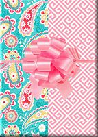 Springtime Floral Paisley Geometric Lines Gift Wrap Wrapping Paper-15ft Roll w. Gift Tags