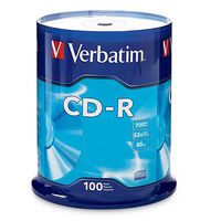 Verbatim CD-R 700MB 80 Minute 52x Recordable Disc - 100 Pack Spindle (FFP) - 97458 (Renewed)