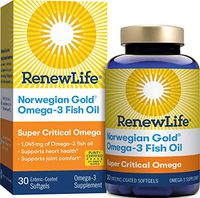 Renew Life Norwegian Gold Omega-3 Fish Oil, Super Critical Omega, 30 Softgels (Package May Vary)