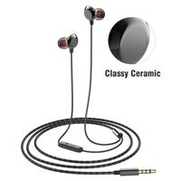 Cute Ceramic Earphones, 3.5mm in-Ear Graphene Hi-fi Headphones Clear Crystal Sound Rich Bass, Comfy Snug Fit Earbuds with Mic and Tangle-Free Braided Wire - Honesun (Black)