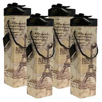Gift Box,Medoc Paris Wine Box, Set of 4pcs Wine Gift Box, EZ Wine Caddy. Easy to Assemble and No Glue Required. Comes with Ribbon and Gift Tag. EZ Wine Gift Box by Endless Art US.