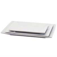 Denmark White Porcelain Chip Resistant Scratch Resistant Commercial Grade Serveware, 3 Piece Rectangular Serving Platter Set