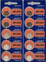 10 X Cr1220 Sony 3 Volt Lithium Coin Cell Batteries (On Card)