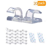 Cable Holder Clear (20 Pack),Great for Small Cable and Small Wire,Cable Holder with Adhesive for Desk,Cord Clips Management for Computer,Phone,Charging Cable,Desk,Car,Glass,Office and Home.