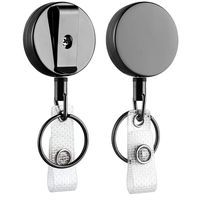 2 Pack Heavy Duty Retractable Badge Holder Reel, Will Well Metal ID Badge Holder with Belt Clip Key Ring for Name Card Keychain [All Metal Casing, 27.5" Steel Wire Cord, Reinforced Id Strap]