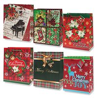12 Christmas Gift Bags Medium Bulk Assortment with Handles and Tags for Wrapping Holiday Gifts