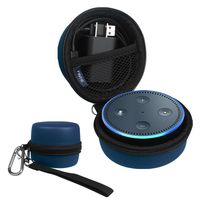 Fintie Protective Carrying Case for Amazon Echo Dot 2nd Generation - Shock Proof EVA Cover Zipper Portable Travel Bag Box (Fits USB Cable and Wall Charger), Navy