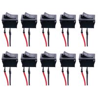Twidec/10Pcs AC 6A/250V 10A/125V SPST 2 Pins 2 Position ON/Off Car Boat Square Black Rocker Switch Toggle with Pre-soldered Wires（Quality Assurance for 1 Years）KCD1-3-101-X