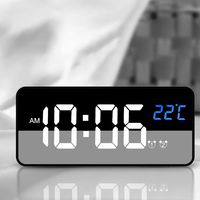 Nicewell Traveling Digital Alarm Clock Mini Size Black with USB Charging LED Time or Temperature Display, Snooze, Adjustable Brightness, Simple Operation, 12/24Hr