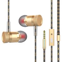in-Ear Earphones, Headphones, Earbuds, Iuhan Wired Sports Earphones Super Bass Stereo Headphone Earbuds with Mic for Men and Women (Gold)