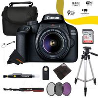 Canon EOS 4000D / Rebel T100 18.0 MP SLR - (Black) w/ 18-55mm DC III Lens + Sunshine Advanced Bundle (International Version)