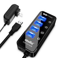 atolla USB Hub 4-Port SuperSpeed USB 3.0 Hub Powered USB Splitter with 1 USB Charging Port On Off Switch with AC Power Adapter