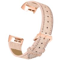 Simpeak Band Compatible with Fitbit Charge 3/Charge 3 SE, Women Men Slim Genuine Wristband Strap Replacement for Fitbit Charge 3/3 SE, Bling Gold