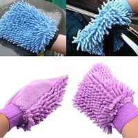 Whitelotous 1 Pc Microfiber Car Wash Mitt,Double Side Home Dusting Detailing Cleaning Gloves