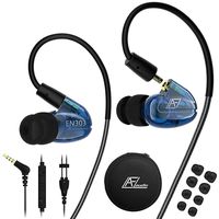 in Ear Headphones with Microphone, Wired Earbuds Earhook Removable Cable Noise Isolating Ear Buds, Sport Earphones for Jogging Gym Fitness Running Workout