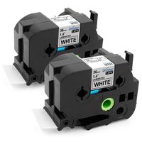 Compatible P-Touch 36mm Label Tape TZe-261 for PT-3600 PT-530 PT-550 PT-9200DX 9200 Label Maker 1-1/2 Inch Laminated TZe TZ Tape Black on White 2 Pack