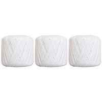 3 Ball Pack Threadart 100% Pure Cotton Crochet Thread - SIZE 3 - Color 1 - WHITE -2 sizes 27 colors available
