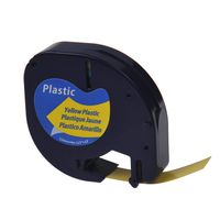 GREENCYCLE Compatible for DYMO 91332 S0721620 LetraTag Plastic Labeling Tape 1/2'' W x 13' L (12mm x 4m) for LetraTag Plus LT-100H LT-100T QX 50 XR XM 2000 Label Makers (Black on Yellow, 1 Pack)