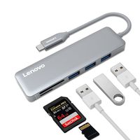 Lenovo USB C Hub, USB Type-C Adapter 3 USB 3.0 Ports SD/TF Card Reader, Compatible For USB C Devices