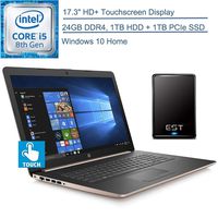 2020 HP 17.3" Touchscreen Laptop Computer/ Intel Quad-Core i5-8265U (Beats i7-7500U)/ 24GB DDR4 RAM/ 1TB HDD + 1TB PCIe SSD/Windows 10 Home/ Gold/ EST 500GB External Hard Drive