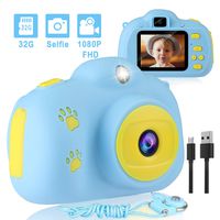 Kids Camera, Aimason Digital Video Camera for Kids, 1080P FHD Kids Shockproof Video Camcorder with 2 Inch IPS Screen, 8MP Selfie Len, and 32GB SD Card Gift for 3 4 5 6 7 8 9 10 Year Old Boys - Blue