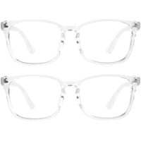 2 pack Blue Light Blocking Glasses, Anti Glare UV Ray Filter Square Metal Computer Gaming Eyeglasses for Women Men
