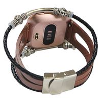 Eiowords Leather Bands Compatible with Fitbit Versa, Handmade Wristband Replacement Bracelet Straps Women (Rose Gold)