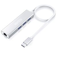 USB C Gigabit Network Adapter RSHTECH Type C Data Hub with 3-Port to 10/100/1000 Mbps RJ45 Ethernet Port for MacBook Pro 2016, ChromeBook, XPS and More