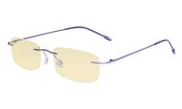Eyekepper Computer Reading Glasses Blue Light Blocking-Flexible Rimless Readers Men Women Yellow Tinted,Purple +1.50