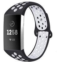 Silicone Bands Compatible with Fitbit Charge 3 Band Silicone Breathable Soft Replacement Straps with Air Holes Double Layer Sports Watch Band