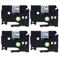 Label KINGDOM 4-Pack Black on Clear Label Tape Compatible with Brother TZ TZe 131 TZ-131 TZe-131 12mm P-Touch 8m 0.47 Inch x 26.2 Feet
