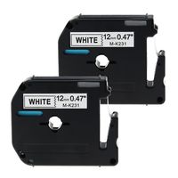 2 Pack Compatible with Brother P-Touch M231 Label Tape Cartridge 12mm MK231 M-K231 for PT65 PT90 PT55BM PT55 PT65SB PT70 PT80 PT85 PT100 PT110 Label Printer, 0.47 Inch x 26.2 Feet