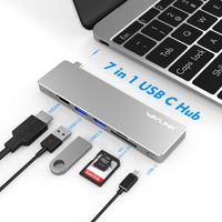 WAVLINK USB C Hub,7 in 1 Aluminum Type C Adapter with 4K USB C to HDMI,100W Power Delivery,SD/Micro SD Card Reader,2 USB 3.0 for MacBook Pro, iPad Pro, XPS, Pixelbook, and More Type C Devices