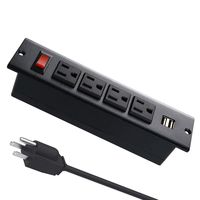 VILONG Recessed Power Strip with USB, Black Desktop Power Grommet, 1440 J 4-Outlets with Standard Plug 9.8 ft Power Cord Conference Office Home Kitchen