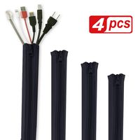 StangH Cable Management Sleeves for Wires - Cord Management System Wrap Cover Organizer with Zipper, 19" Wire Hider Protector for TV/PC Computer/Office/Home Entertainment, Black, 4Pcs