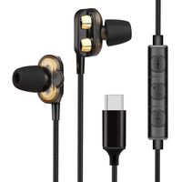 USB C Headphones, Vappum Upgraded Wired in-Ear Magnetic Earbuds, Ergonomic Comfort-Fit, Stereo Bass Noise Canceling Headphones Compatible with Google Pixel 3/2/XL, iPad Pro 2018 and More (Black)