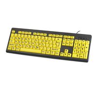 Big Letter Yellow Keyboard, Large Print Computer Keyboard Wired USB High Contrast Yellow with Black Oversized Letters for Elderly Visually Impaired Low Vision Individuals(44.5x14.5x2.5cm)