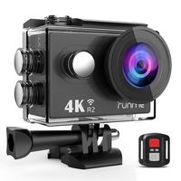 RUNME R2 Sports Action Camera Ultra HD Waterproof Camcorder 12MP Wi-Fi Camera 170-Degree Wide-Angle 2.4G Remote Control Plus 1050mAh Rechargeable Battery