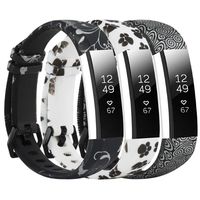 Baaletc Cute Rubber Replacement Accessory Watch Band/Wristband Bracelet Strap with Stainless Steel Buckle for Fitbit Alta, Fitbit Alta HR Fitness Trackers, One Size(Black Flower/paw/Cloud Design)